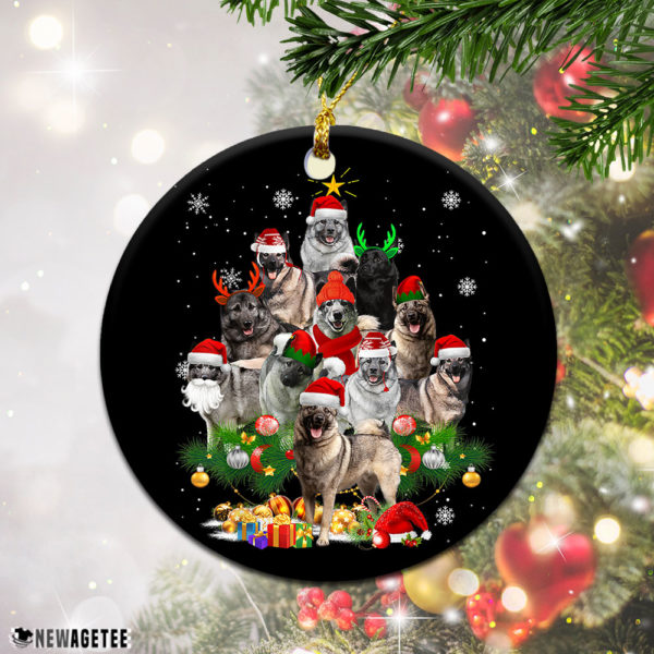 Round Ornament Norwegian Elkhound Christmas Tree Lights Funny Dog Chrismas Ornament
