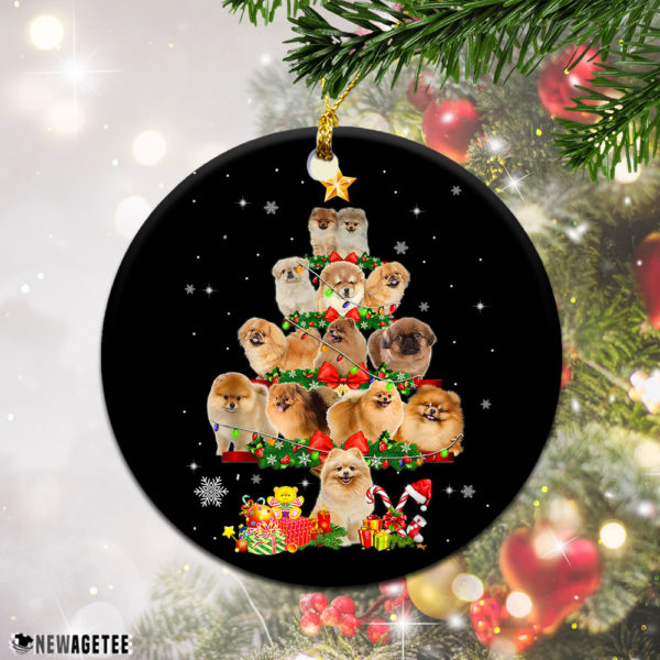 Round Ornament Pekingese Dog Christmas Tree Lights Funny Dog Chrismas Ornament
