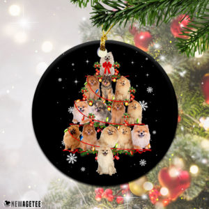 Round Ornament Pomeranian Dog Christmas Tree Lights Funny Dog Chrismas Ornament