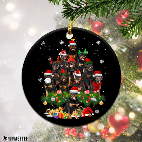Round Ornament Rottweiler Christmas Tree Lights Funny Dog Chrismas Ornament