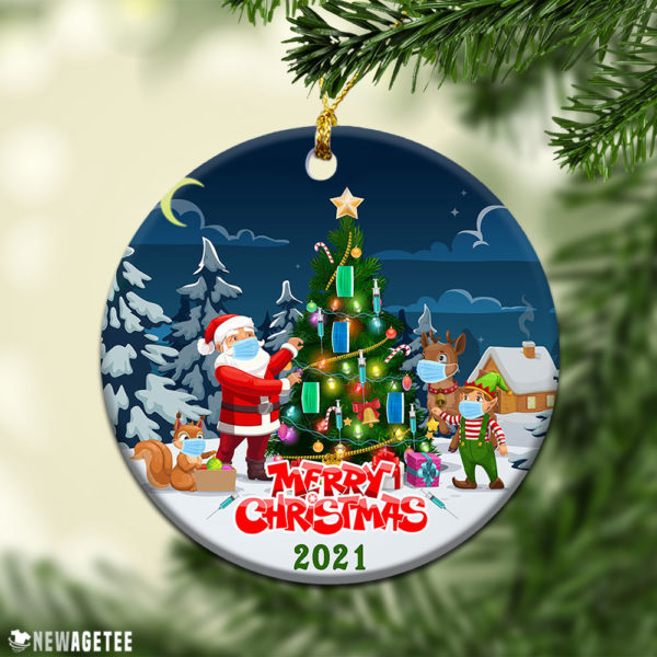 Round Ornament Sata Claus Decor Christmas Tree Ornaments 2021