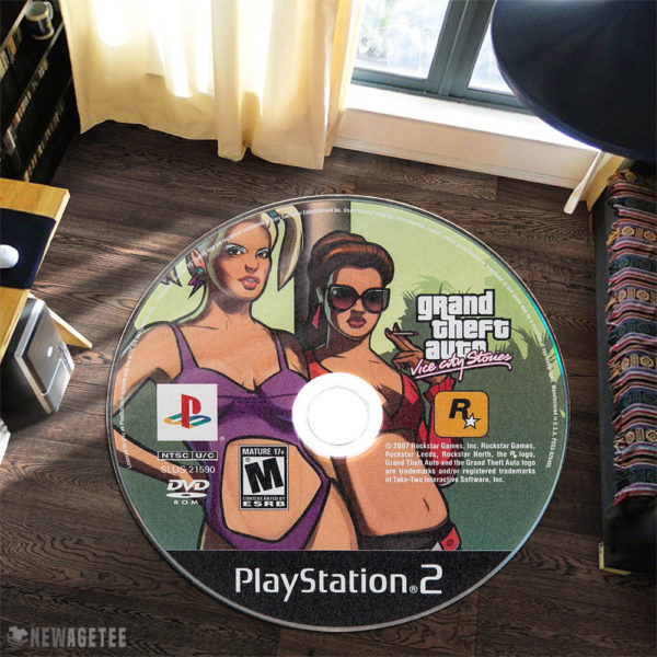 Round Rug Carpet Grand Theft Auto Vice City Stories Play Station 2 Disc Round Rug Carpet