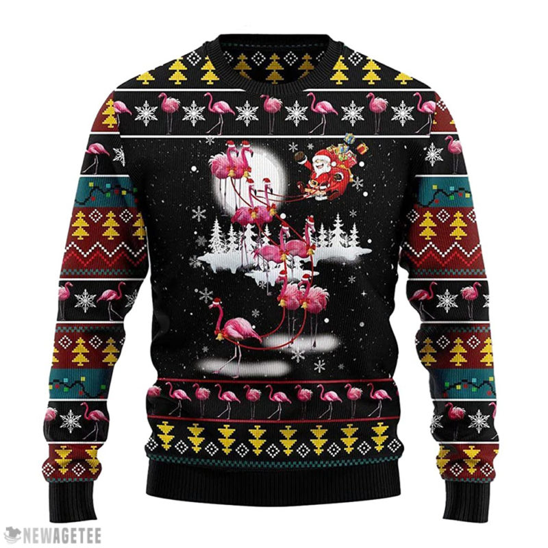 Santa Ride Flamingo Reindeer Unisex Ugly Christmas Sweater