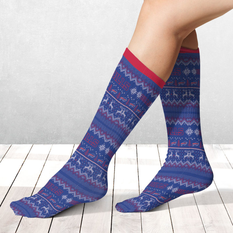 Buffalo Bills Adult Ugly Christmas Crew Socks