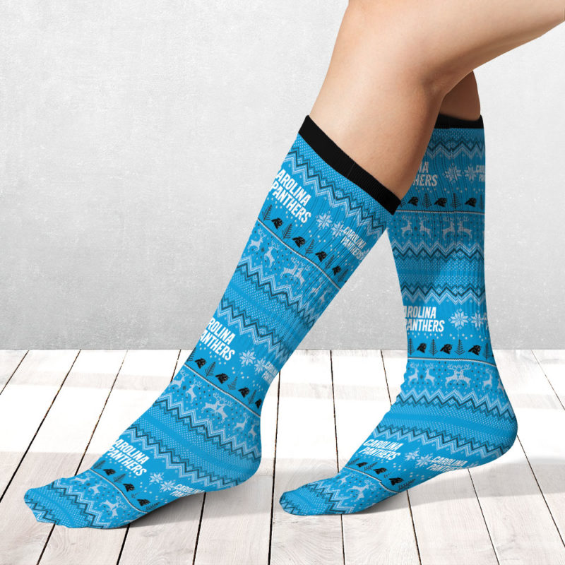 Carolina Panthers Adult Ugly Christmas Crew Socks