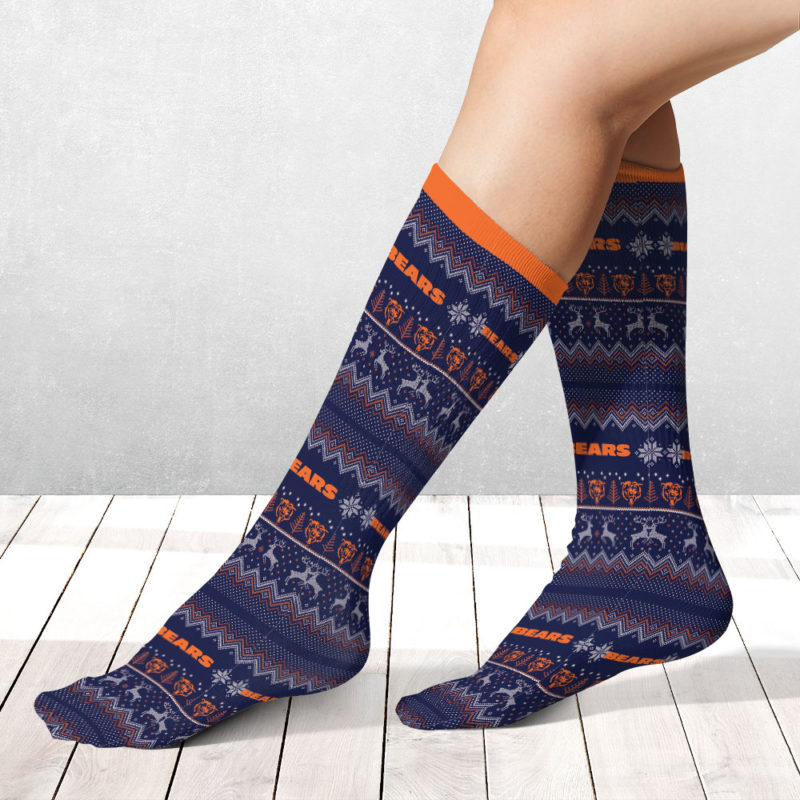 Chicago Bears Adult Ugly Christmas Crew Socks