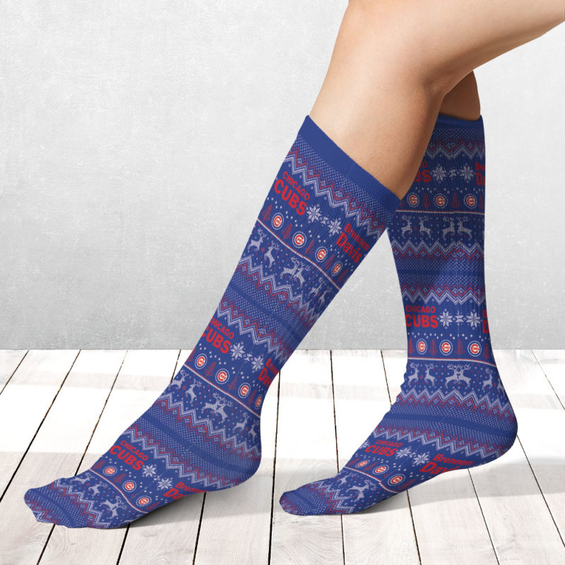 Chicago Cubs Adult Ugly Christmas Crew Socks