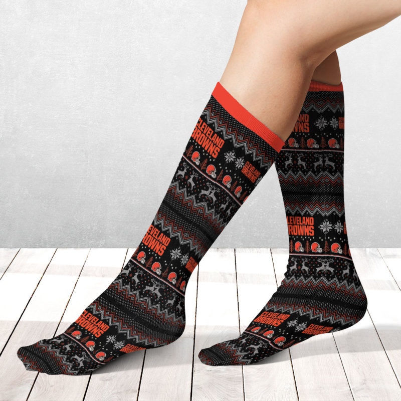 Cleveland Browns Adult Ugly Christmas Crew Socks