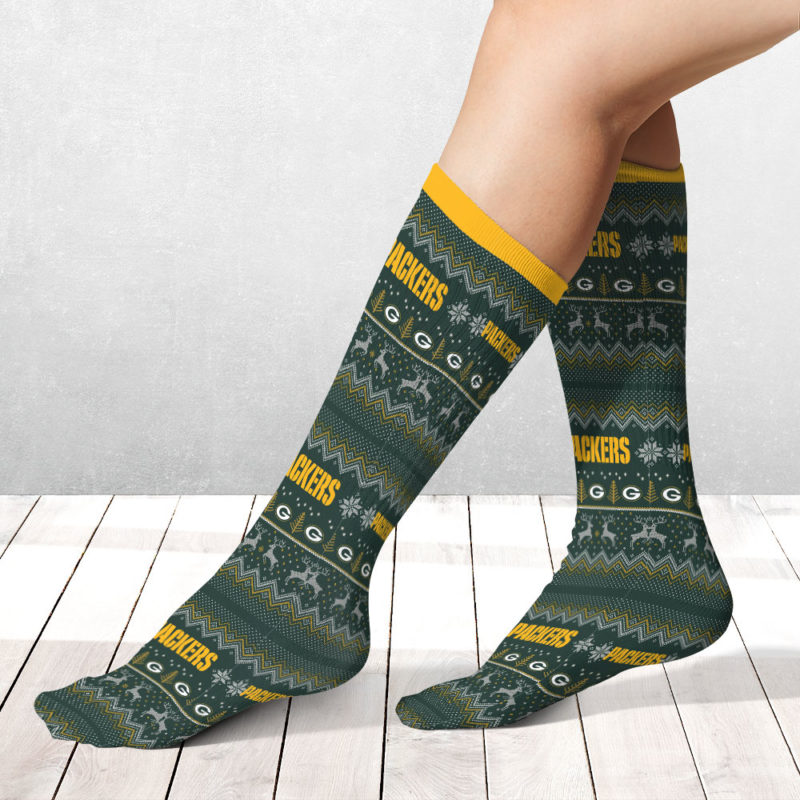 Green Bay Packers Adult Ugly Christmas Crew Socks