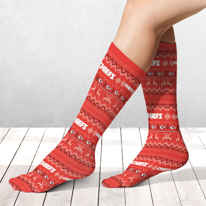 Kansas City Chiefs Adult Ugly Christmas Crew Socks