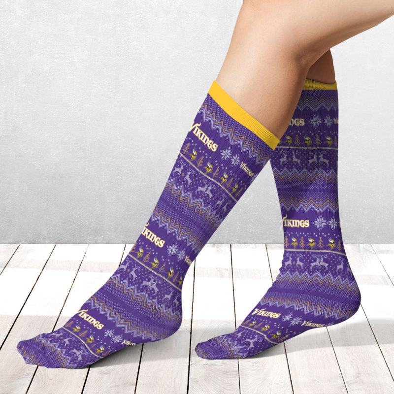 Minnesota Vikings Adult Ugly Christmas Crew Socks