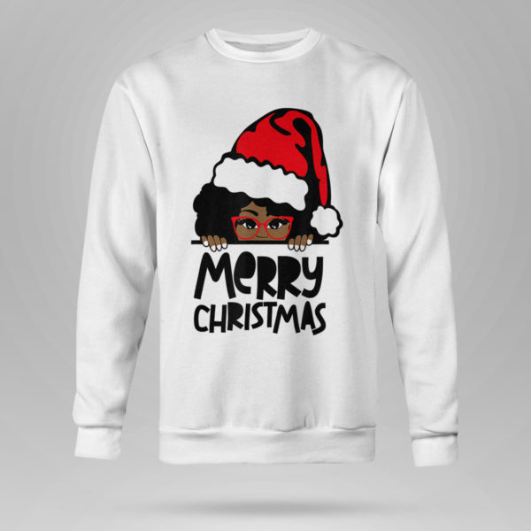 Sweetshirt That Melanin Christmas Mrs. Claus Santa Black Peeking Claus Sweatshirt