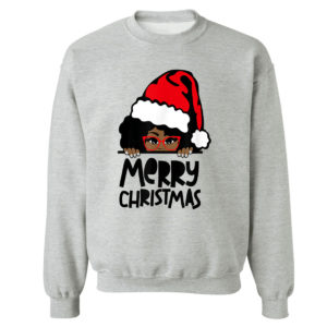 Sweetshirt sport grey That Melanin Christmas Mrs. Claus Santa Black Peeking Claus Sweatshirt