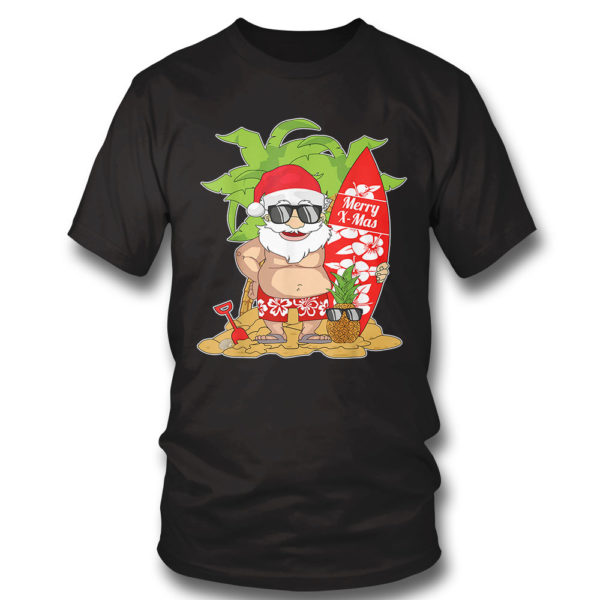 T Shirt Christmas in July I Santa Hawaiian Surfing T Shirt