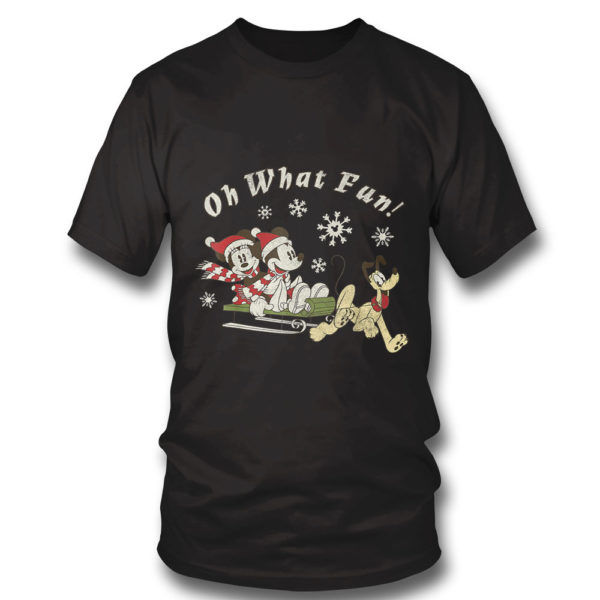 T Shirt Disney Mickey Minnie And Pluto Oh What Fun Christmas Sled Sweatshirt