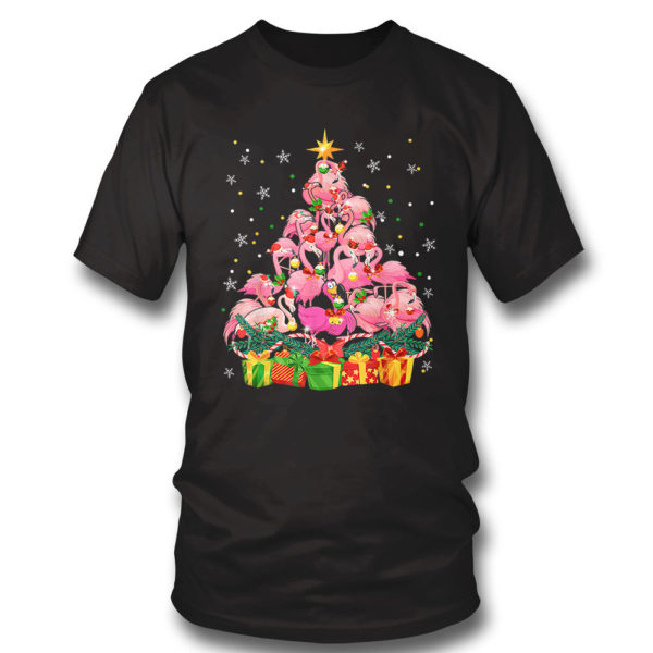 T Shirt Flamingo Christmas Tree Matching Family Group Pajama T Shirt