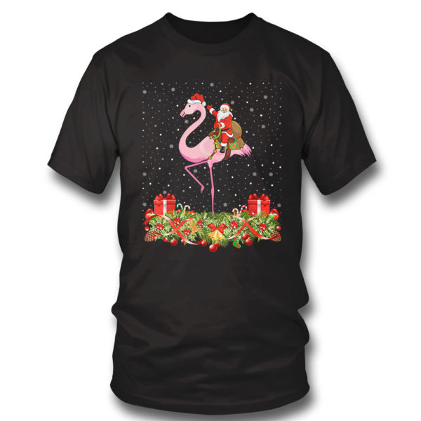 T Shirt Santa Riding Flamingo Christmas Xmas Gift T Shirt