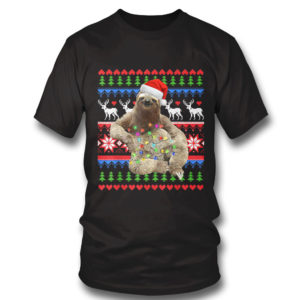 T Shirt Santa Sloth Christmas Light Sloth Ugly Christmas Sweatshirt