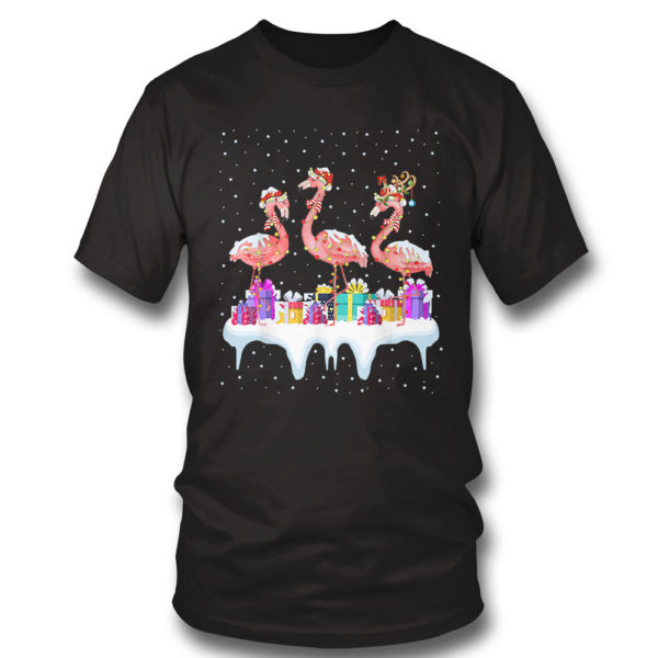 T Shirt Santa Snowman Flamingo Merry Christmas T Shirt