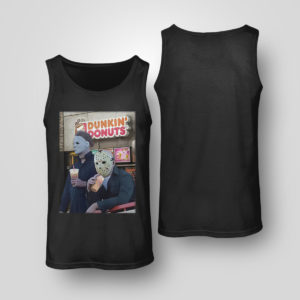 Tank Top Michael Myers and Jason Voorhees drink dunkin donuts shirt