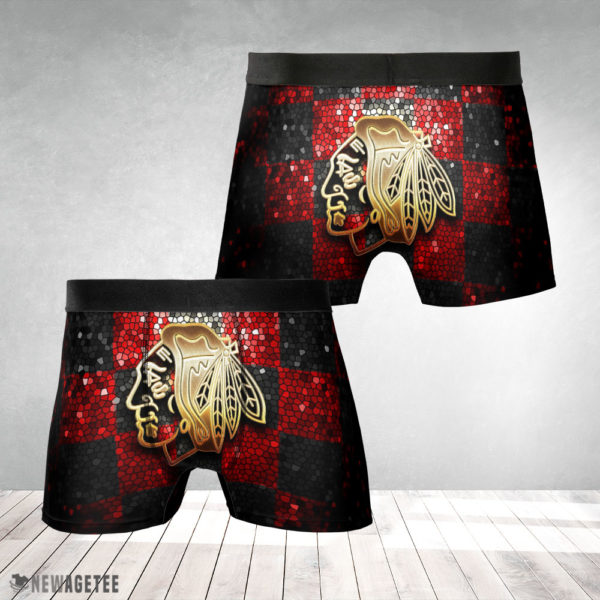 Underwear Boxer Chicago Blackhawks NHL Glitter Mens Underwear Boxer Briefs