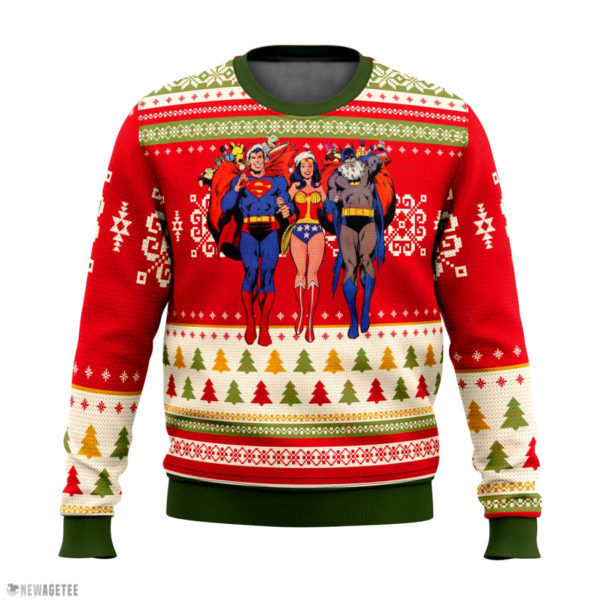 Wonder Woman Batman Superman Ugly Christmas Sweater