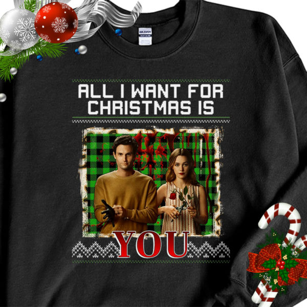 1 Black Sweatshirt All I Want For Christmas Is You A Bad Bunny Ugly Christmas Sweater Sweatshirt