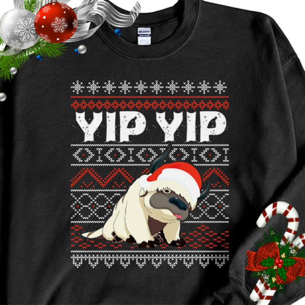 1 Black Sweatshirt Appa Sky Bison Yip Yip Last Airbender Ugly Christmas Sweater Sweatshirt