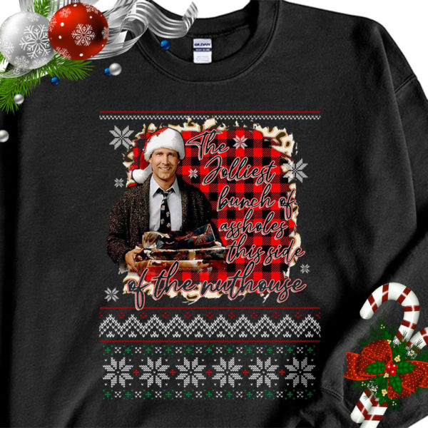 1 Black Sweatshirt Jolliest Bunch Of Assholes National Lampoons Christmas Vacation Ugly Christmas Sweater Sweatshirt