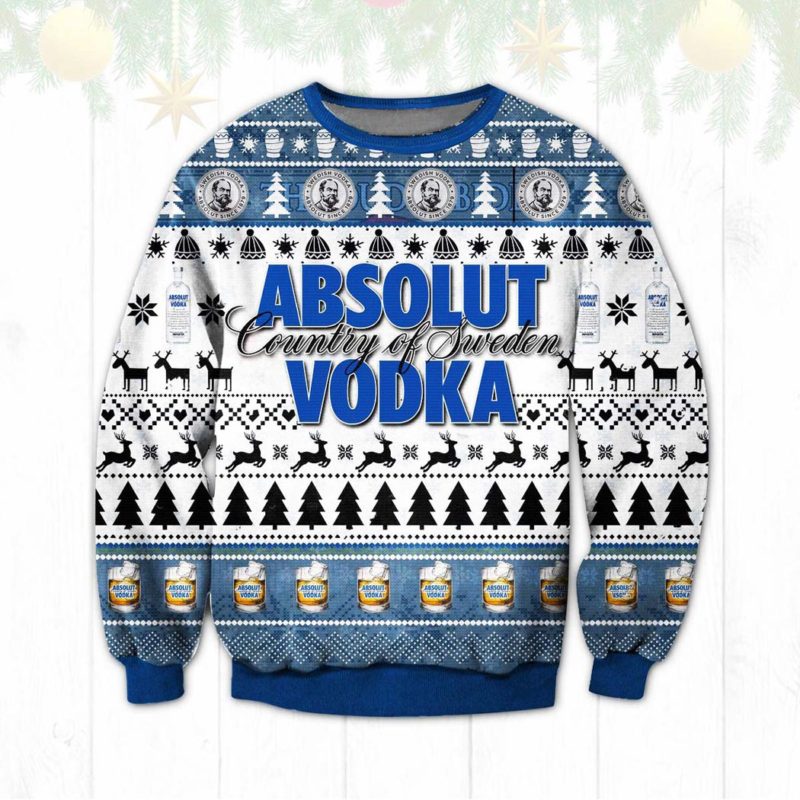 Absolut Vodka Sweden Ugly Christmas Sweater Unisex Knit Ugly Sweater