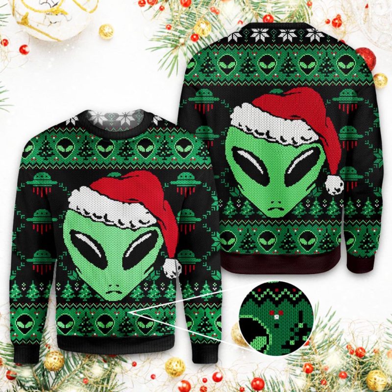 Aliens Ugly Christmas Sweater Unisex Knit Wool Ugly Sweater