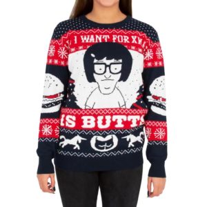 All I Want For Xmas Is Butts Tina From Bobs Burgers Ugly Christmas Sweater Knit Wool Sweater