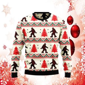 Amazing Bigfoot Ugly Christmas Sweater Knit Wool Sweater