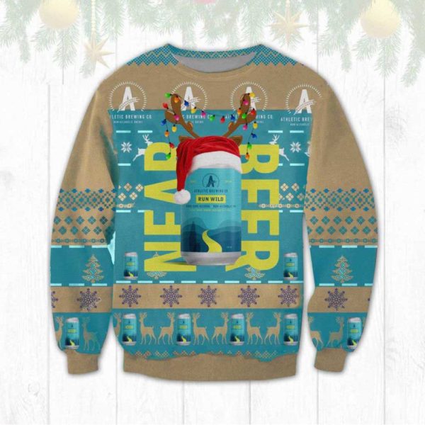 Athletic Brewing Run Wild IPA Ugly Christmas Sweater Unisex Knit Wool Ugly Sweater