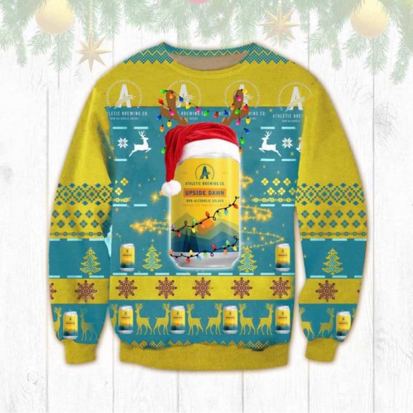 Athletic Brewing Upside Dawn Ugly Christmas Sweater Unisex Knit Wool Ugly Sweater