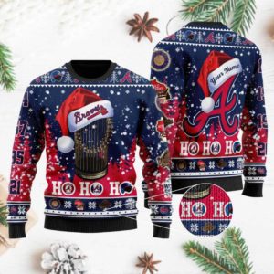 Atlanta Braves 2021 World Series Champions Ho Ho Ho Ugly Christmas Sweater Unisex Knit Wool Ugly Sweater