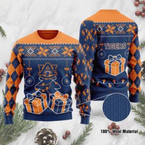 Auburn Tigers Holiday Xmas Party Ugly Christmas Sweater Unisex Knit Wool Ugly Sweater