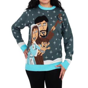 Baby Jesus Family Selfie Ugly Christmas Sweater Knit Wool Sweater