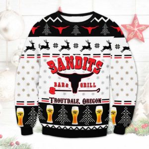 Bandit Bar and Grill Troutdale Oregon Ugly Christmas Sweater Unisex Knit Ugly Sweater