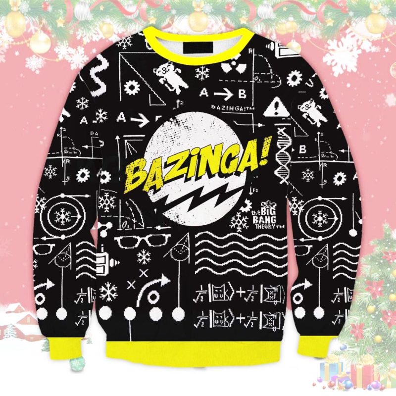 Bazinga Christmas Ugly Christmas Sweater Unisex Knit Wool Ugly Sweater