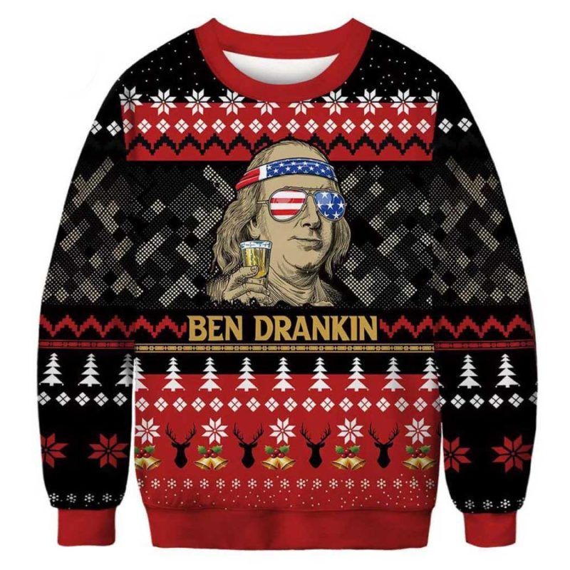 Ben Drankin Ugly Christmas Sweater Unisex Knit Wool Ugly Sweater