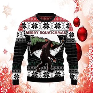 Bigfoot Squatchmas Ugly Sweater Knit Wool Sweater 1
