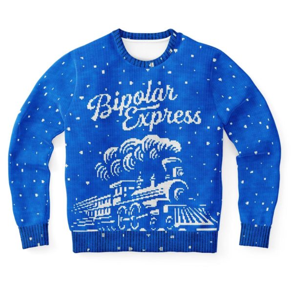 Bipolar Express Ugly Christmas Sweater Unisex Knit Wool Ugly Sweater