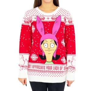 Bobs Burgers Louise Appreciate Your Lack Of Sarcasm Ugly Christmas Sweater Knit Wool Sweater