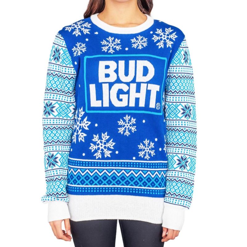 Bud Light Beer Ugly Christmas Sweater Knit Wool Sweater