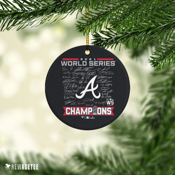 Ceramic Ornament Atlanta Braves 2021 World Series Champions Signatures Christmas Ornament