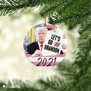 Ceramic Ornament Lets Go Brandon Donal Trump American Flag 2021 Christmas Ornament