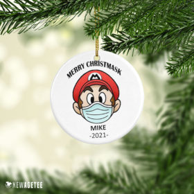 Ceramic Ornament Mario Merry Christmas Ornament 2021 Personalized Custom Name