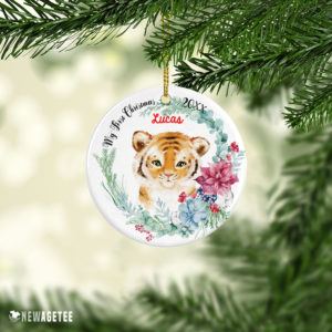 Personalized Baby Boy Tiger My First Christmas Ornament