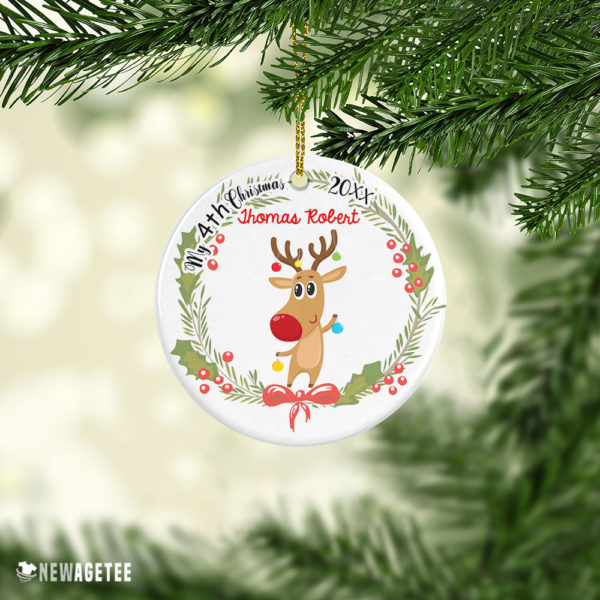 Ceramic Ornament Personalized Baby Deer My 4th Christmas ornament Fourth Christmas